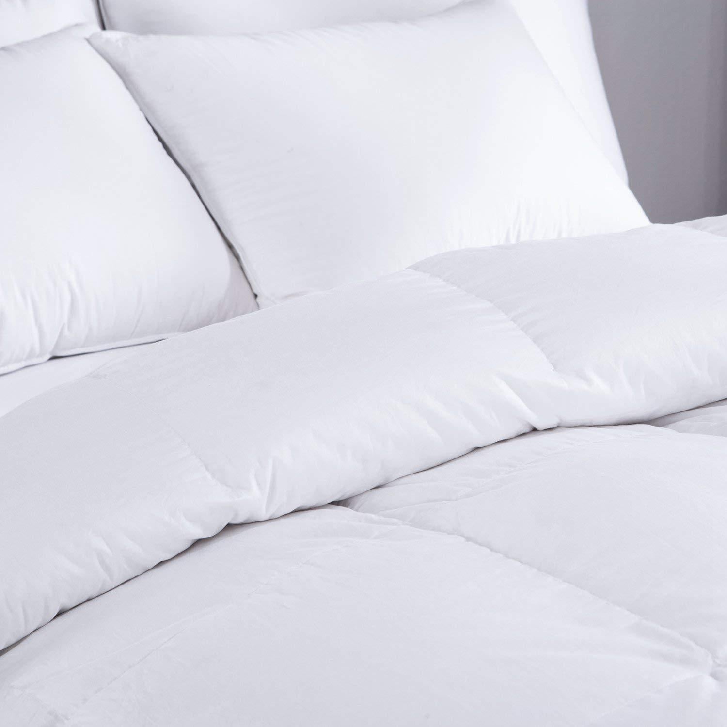 Deluxe Box Stitched 600 Fill Power White Down Comforter, 300TC Cotton, Level 3 Extra Weight Twin