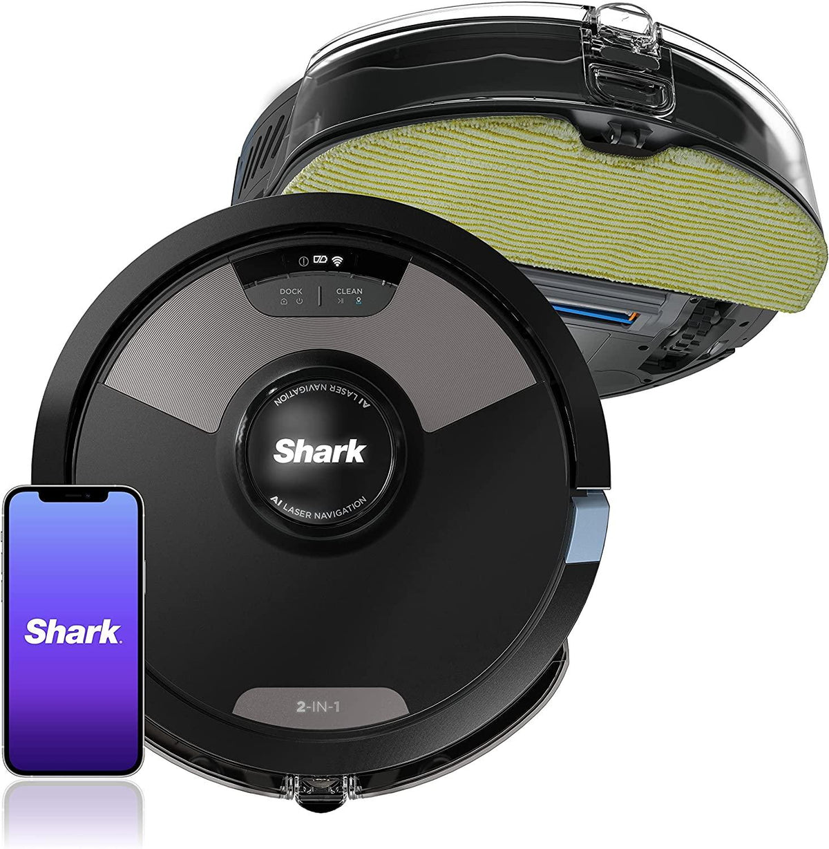 Shark AI Ultra 2in1 Robot Vacuum &amp; Mop with Sonic Mopping, Matrix Clean, Home Mapping, CleanEdge Technology, for Pet Hair, Wifi, Works with Alexa, Black/Mocha (RV2620WD)