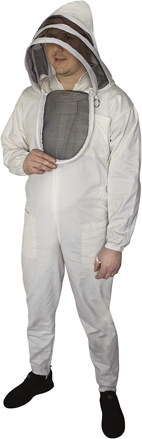 beeattire bee suit with easy access veil cotton thick sting-less protection pro beekeeper suit beekeeper costume adult bee keeper costume beekeeping suit bee keeper suit ykk zippers (4xl)