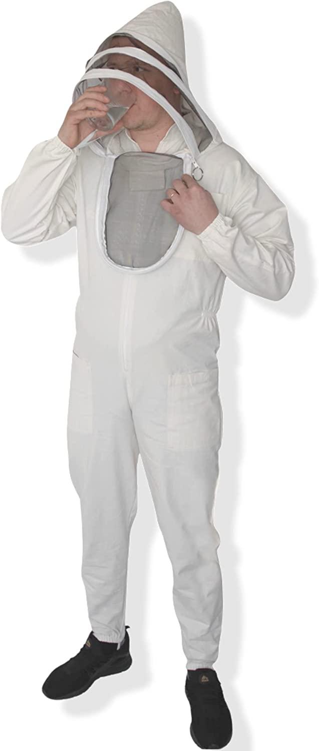 beeattire bee suit with easy access veil cotton thick sting-less protection pro beekeeper suit beekeeper costume adult bee keeper costume beekeeping suit bee keeper suit ykk zippers (4xl)