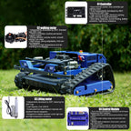 Remote Control Lawn Mower,Oil-Electric Hybrid Crawler Track Mower,3-15CM Cutting Height Professional Landscape and Estate Mower for Slope(45°) LarTurf Grass Cutting
