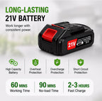 Cordless Weed Wacker with 2 Batteries, Lightweight 21V Weed Trimmer with Wheels, Electric Grass Trimmer, Adjustable Shaft Lawn Tool for Small Yard Tight Spaces