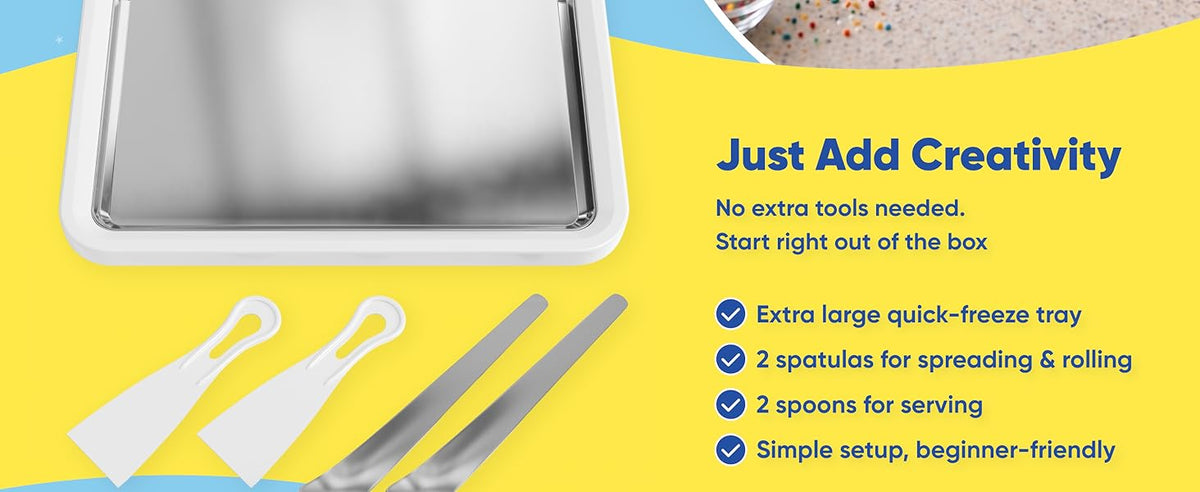 Rolled Ice Cream Maker Kit - Ice Cream Cold Plate Makes Delicious Treats - Rolled Ice Cream Tray is Perfect  Ice Cream Maker - Roll Ice Cream Maker for Kids & Family