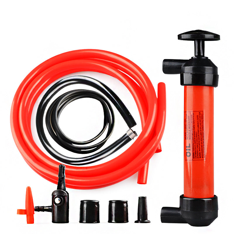 Siphon Fuel Liquid Transfer Pump Kit-Multi-Use Hand Gasoline, Oil, Liquid And Air Pump-Red Travel Emergency Manual Vehicle Car Tool