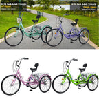 Lilypelle Adult Tricycles 7 Speed 20/24/26 Inch Three Wheel Bike Cruiser Trike with Low-Step Through Frame/LarBasket/Backrest Saddle for Men, Women, Seniors