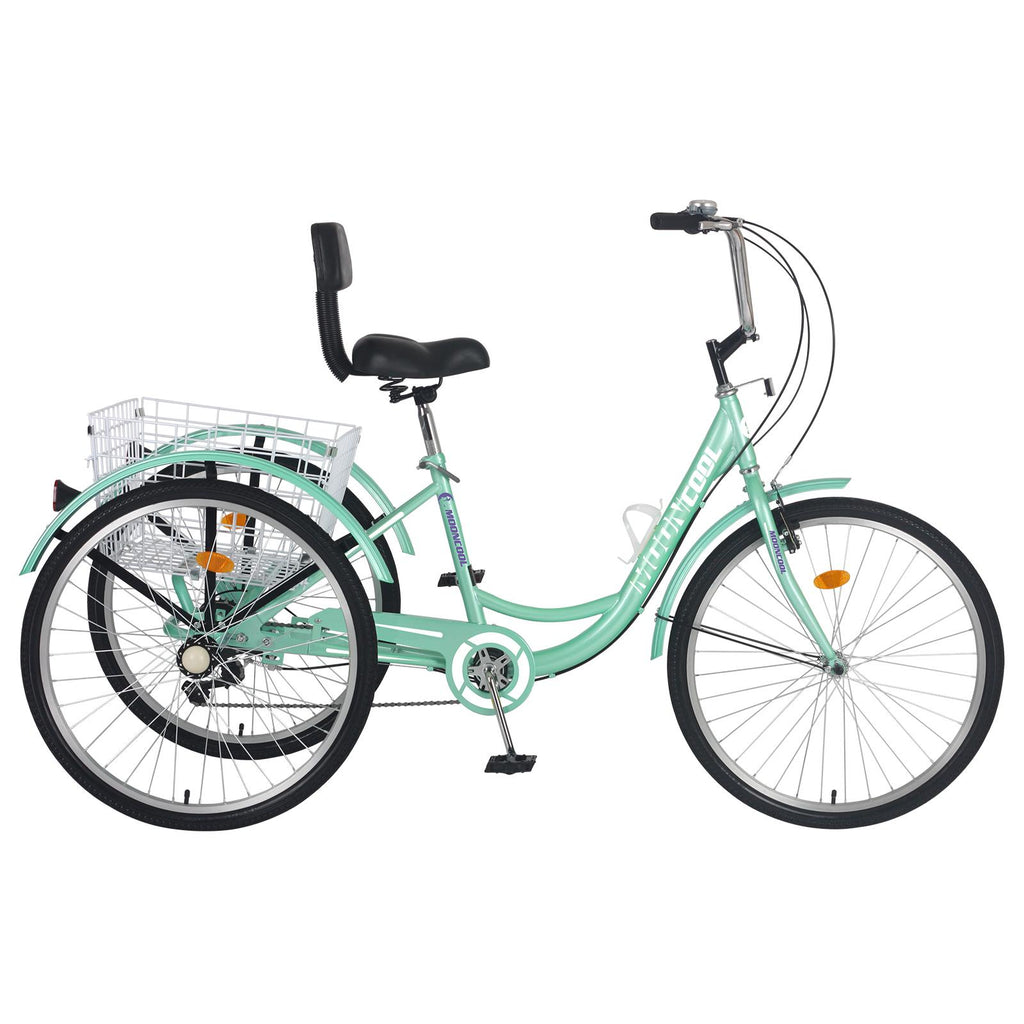 Lilypelle Adult Tricycles 7 Speed 20/24/26 Inch Three Wheel Bike Cruiser Trike with Low-Step Through Frame/LarBasket/Backrest Saddle for Men, Women, Seniors