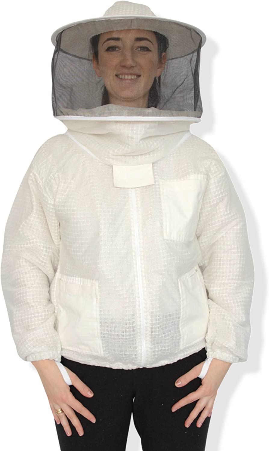 beeattire ventilated bee jacket round hood - 3 layer mesh ultra vented beekeeping jacket ventilated beekeeper jacket (4xl)