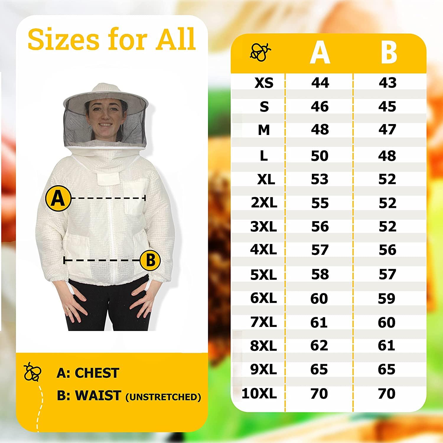 beeattire ventilated bee jacket round hood - 3 layer mesh ultra vented beekeeping jacket ventilated beekeeper jacket (4xl)