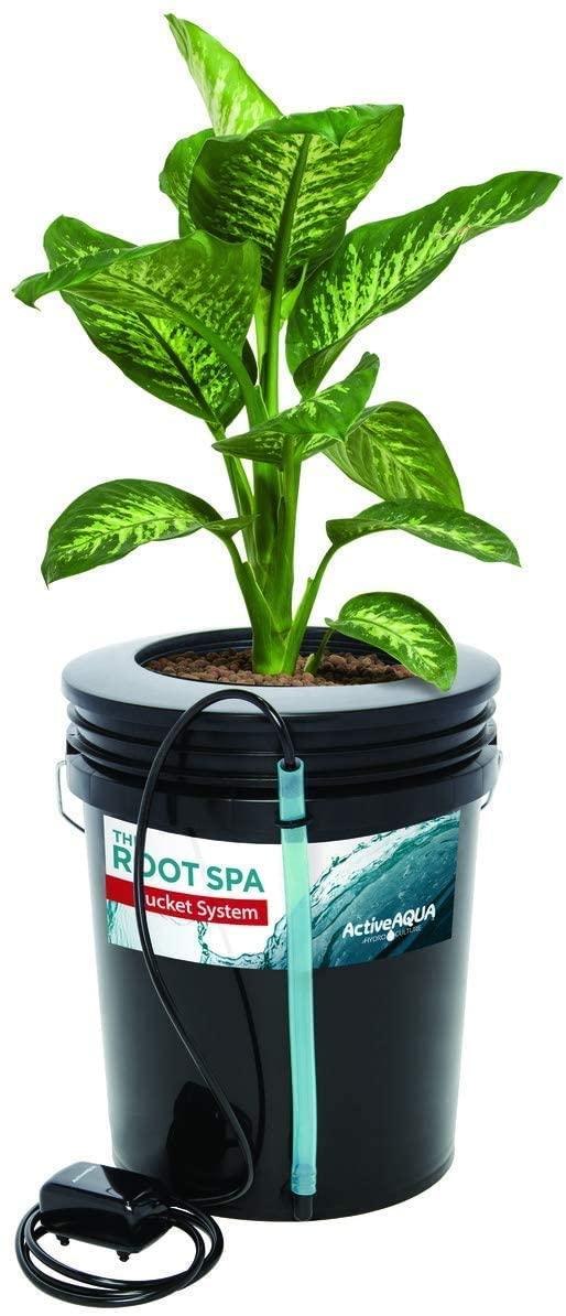 active aqua rs5galsys root spa 5 gallon hydroponic bucket deep water culture grow kit system with multi-purpose air hose and air pump, black, 2 pack