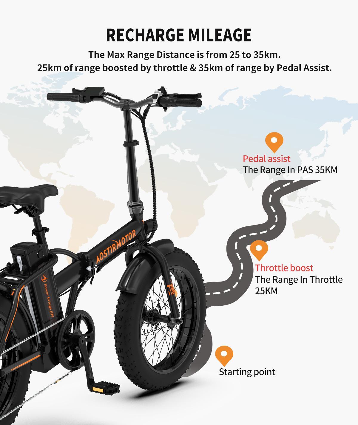 20" 7 Speed 36V Folding Electric Bike with 500W Motor, Mountain Bicycle 3 Riding Modes, Adjustable handlebar and saddle Electric Bike