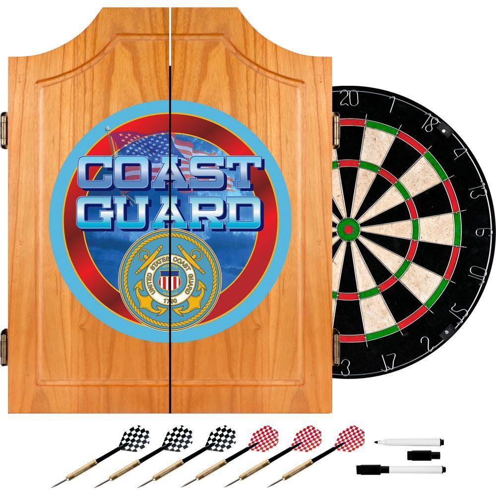US Coast Guard Wood Finish Dart Cabinet Set