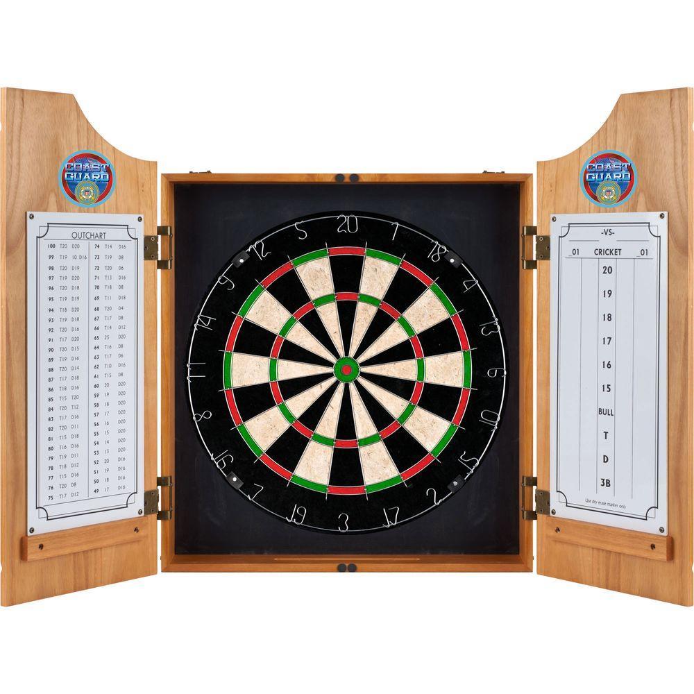 US Coast Guard Wood Finish Dart Cabinet Set