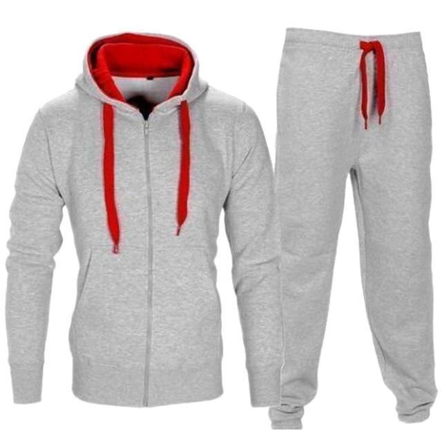 Tracksuit Men 2021 Autumn Sportwear Fashion Mens Hip Hop Set 2PC Zipper Hooded Sweatshirt Jacket+Pant Suit