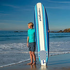 Wavestorm 8ft Classic Longboard Surfboard (Blue Stripes) (AZ21-WSSF800-PIN-1PK)