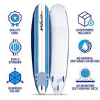 Wavestorm 8ft Classic Longboard Surfboard (Blue Stripes) (AZ21-WSSF800-PIN-1PK)