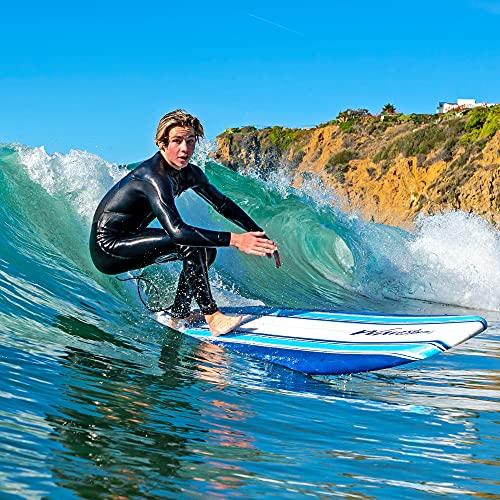 Wavestorm 8ft Classic Longboard Surfboard (Blue Stripes) (AZ21-WSSF800-PIN-1PK)