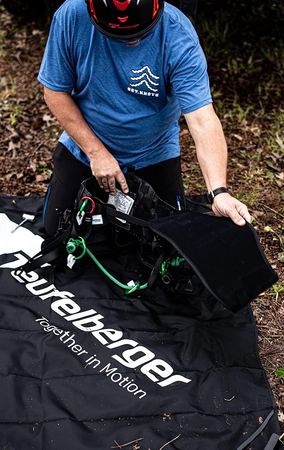 Teufelberger treeMOTION Harness for Arborists – Belt-and-Sit Saddle with Rear Tie-in Attachment (One-Size, Black)