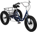 Adult (Fat Tire) Tricycle 7 Speed,3-Wheel Cruiser Bicycle with LarBasket,Load Capacity 330 lbs,W/Installation Tools,Dark Blue
