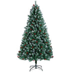 Pre-Lit Snow Green Spruce Artificial Christmas Tree Xmas Decoration with Lights