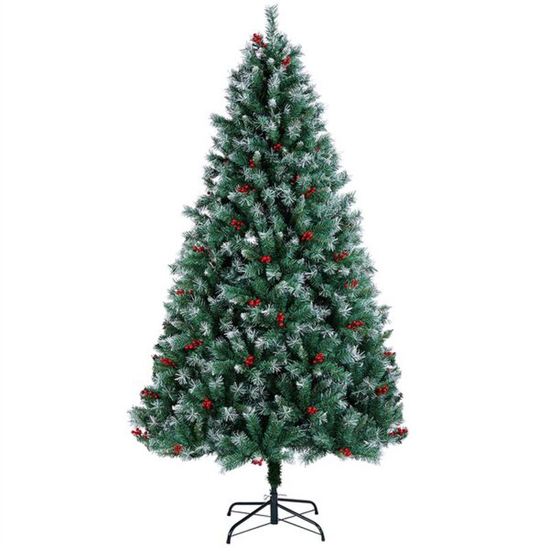 Pre-Lit Snow Green Spruce Artificial Christmas Tree Xmas Decoration with Lights