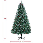 Pre-Lit Snow Green Spruce Artificial Christmas Tree Xmas Decoration with Lights