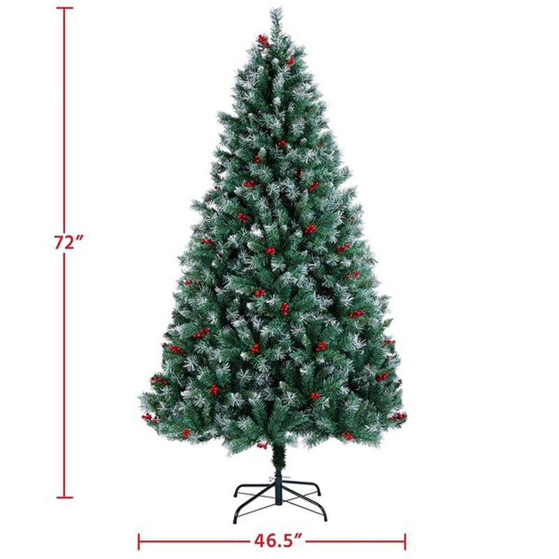 Pre-Lit Snow Green Spruce Artificial Christmas Tree Xmas Decoration with Lights
