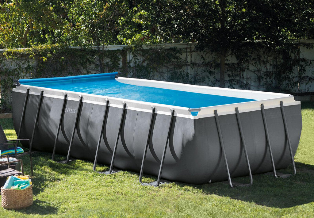 intex heavy duty aluminum base solar pool cover reel, black (open box)