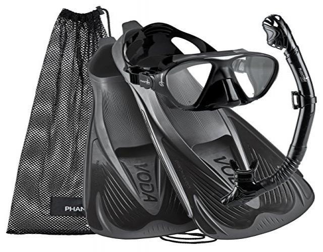 Phantom Aquatics Voda Full Foot Mask Fin Snorkel Set, Made in Italy