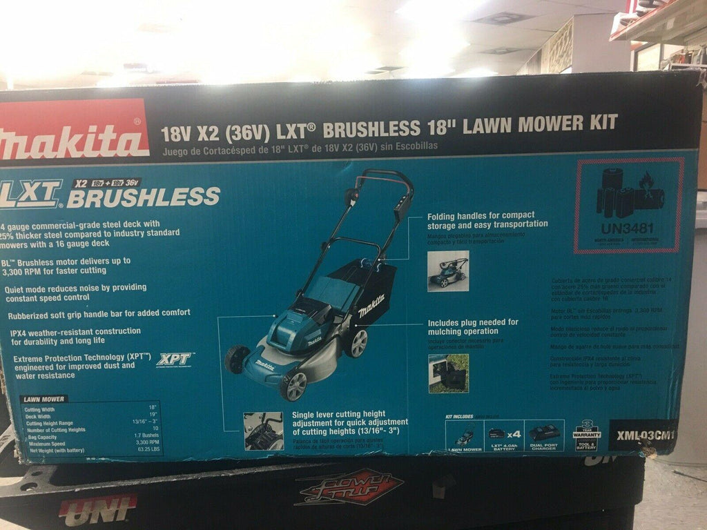 Makita XML03CM1 18" 18-Volt LXT Lithium-Ion Cordless Walk Behind Push Lawn Mower