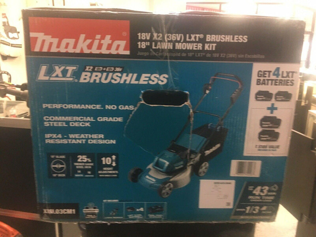 Makita XML03CM1 18" 18-Volt LXT Lithium-Ion Cordless Walk Behind Push Lawn Mower