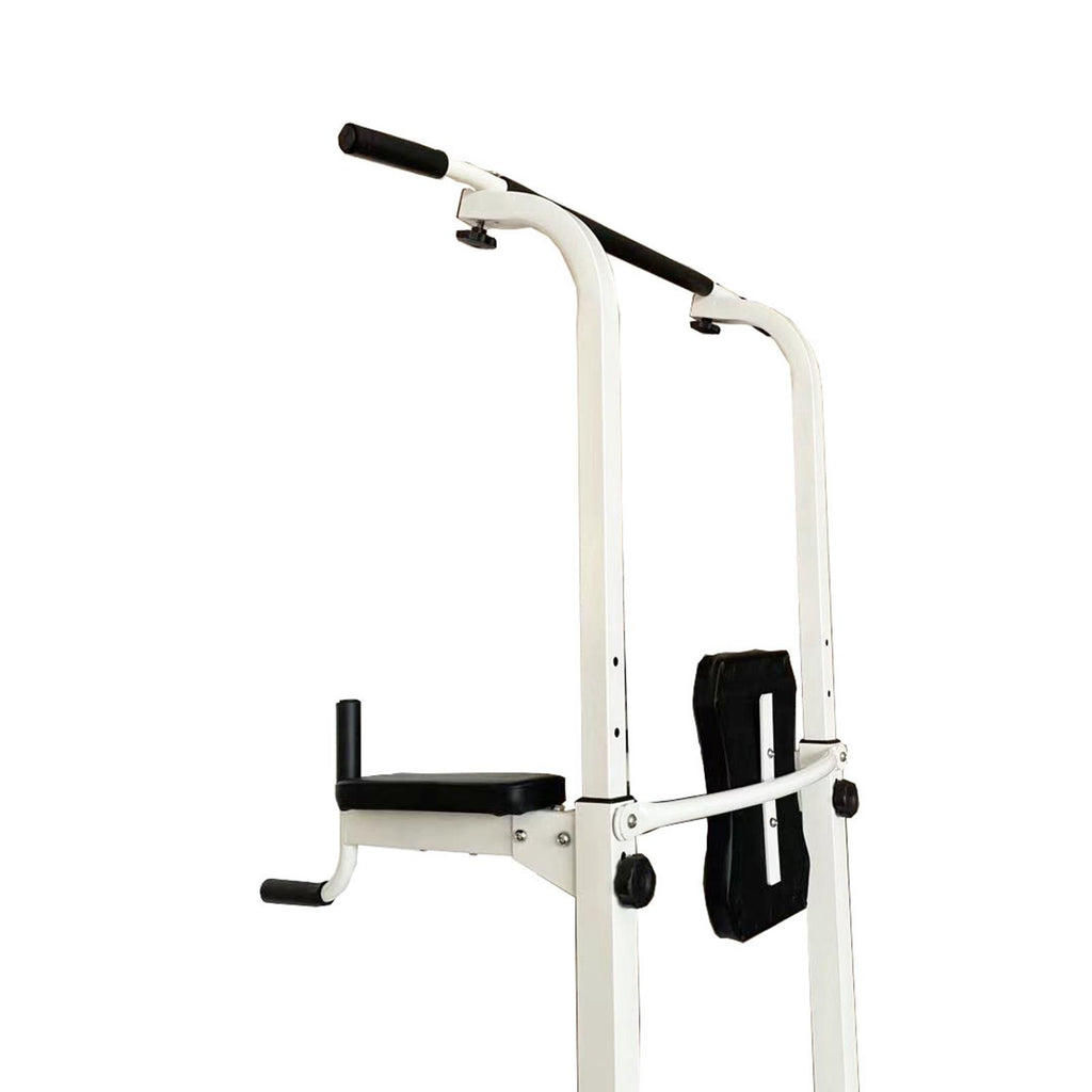 Multi-Function Parallel Single Bars Dip Station Chin Up Power Tower Rack Pull Up Weight Stand Bar Raise White