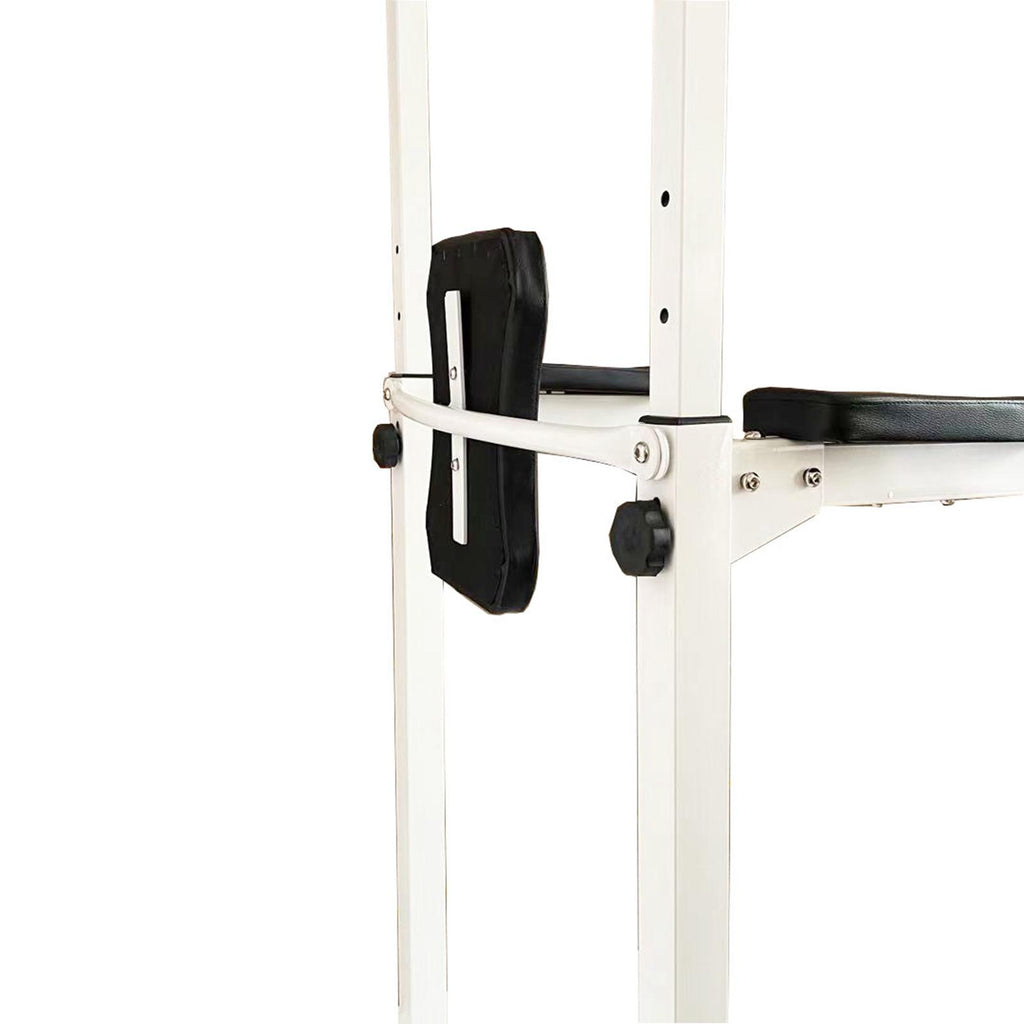 Multi-Function Parallel Single Bars Dip Station Chin Up Power Tower Rack Pull Up Weight Stand Bar Raise White