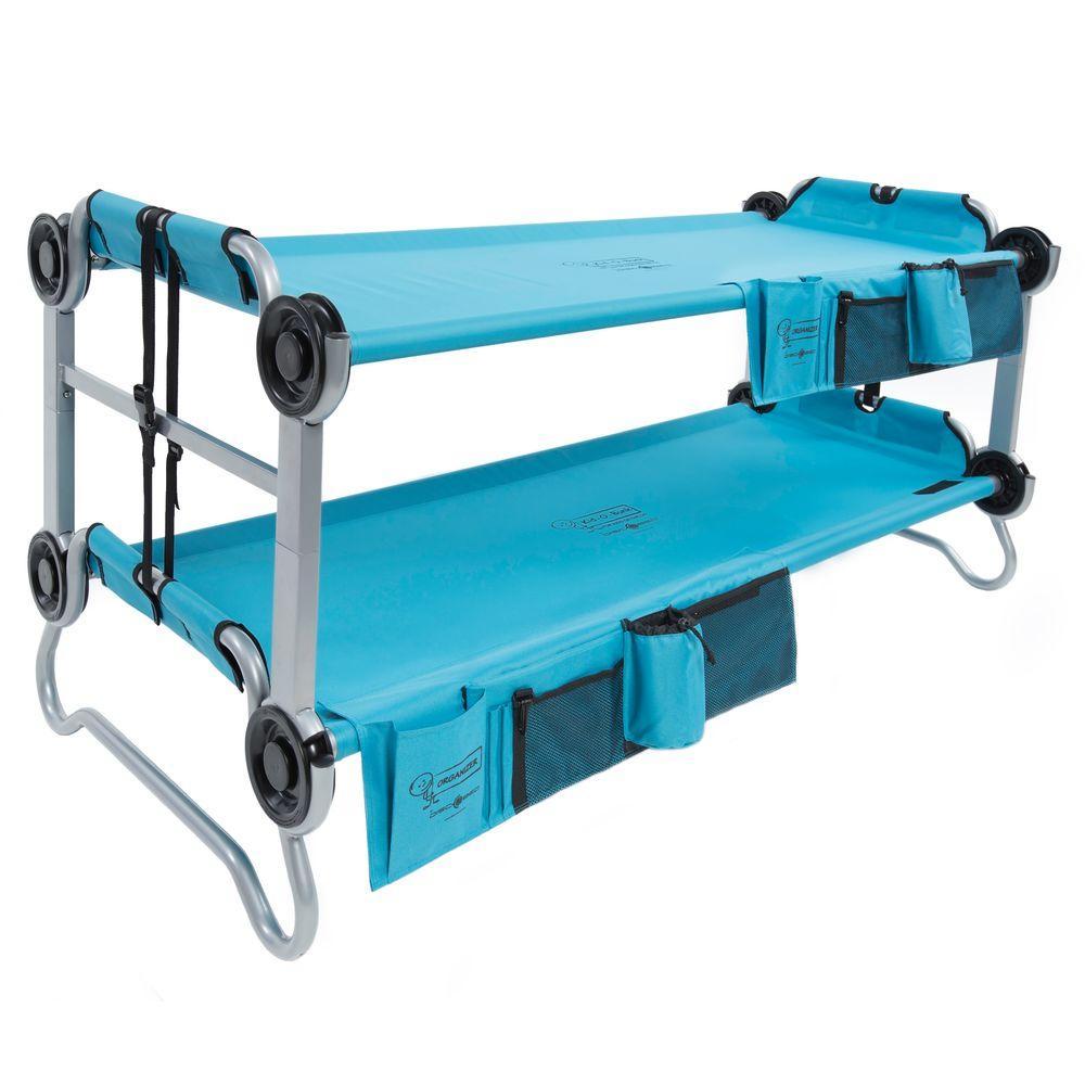 Kid-O-Bunk 65 in. Teal Blue Bunk Beds with Organizers
