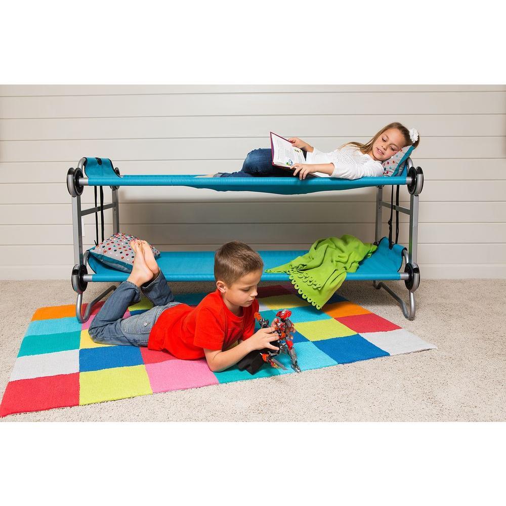 Kid-O-Bunk 65 in. Teal Blue Bunk Beds with Organizers