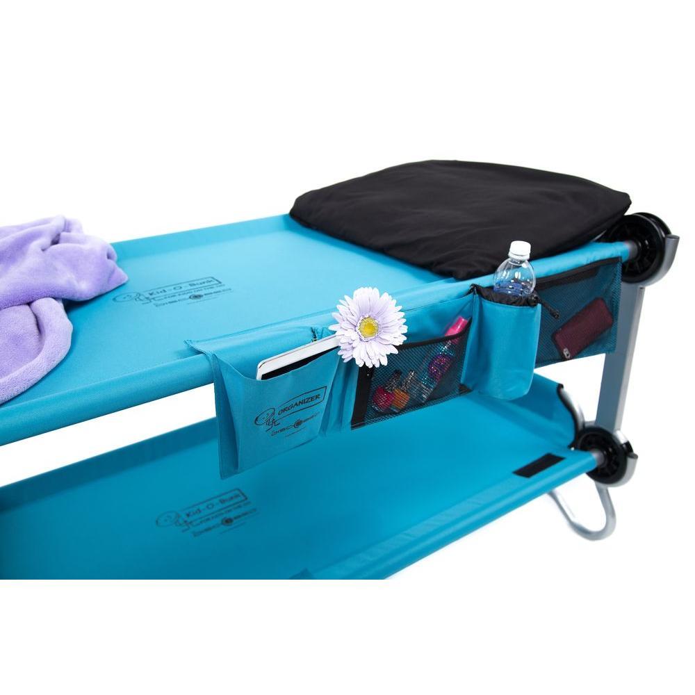 Kid-O-Bunk 65 in. Teal Blue Bunk Beds with Organizers