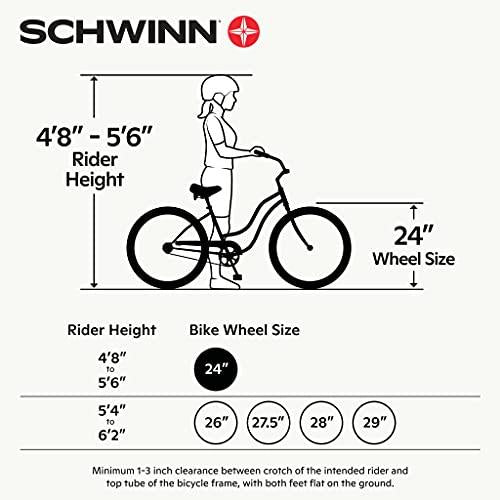 Schwinn Destiny Women's Beach Cruiser Bike, Single Speed, 24 In. Wheels, Purple