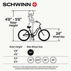 Schwinn Destiny Women's Beach Cruiser Bike, Single Speed, 24 In. Wheels, Purple