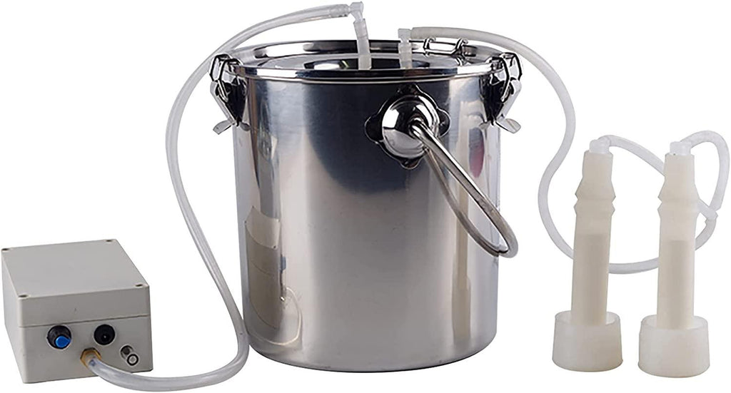 milking machine for goats sheep, plug-in or rechargeable direct suction milking machine, milking supplies w/stainless steel bucket, 5l,7l,9l