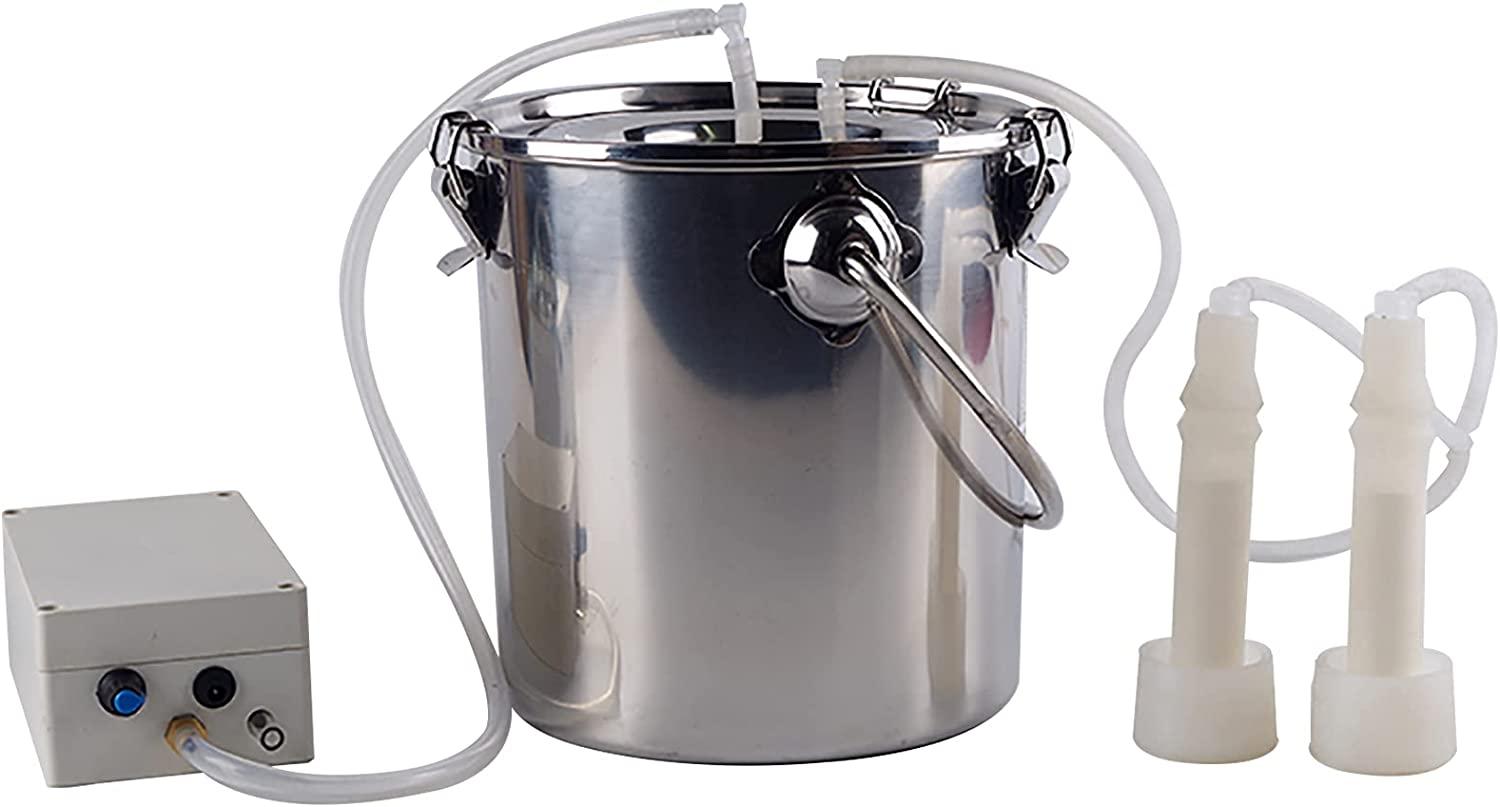 milking machine for goats sheep, plug-in or rechargeable direct suction milking machine, milking supplies w/stainless steel bucket, 5l,7l,9l