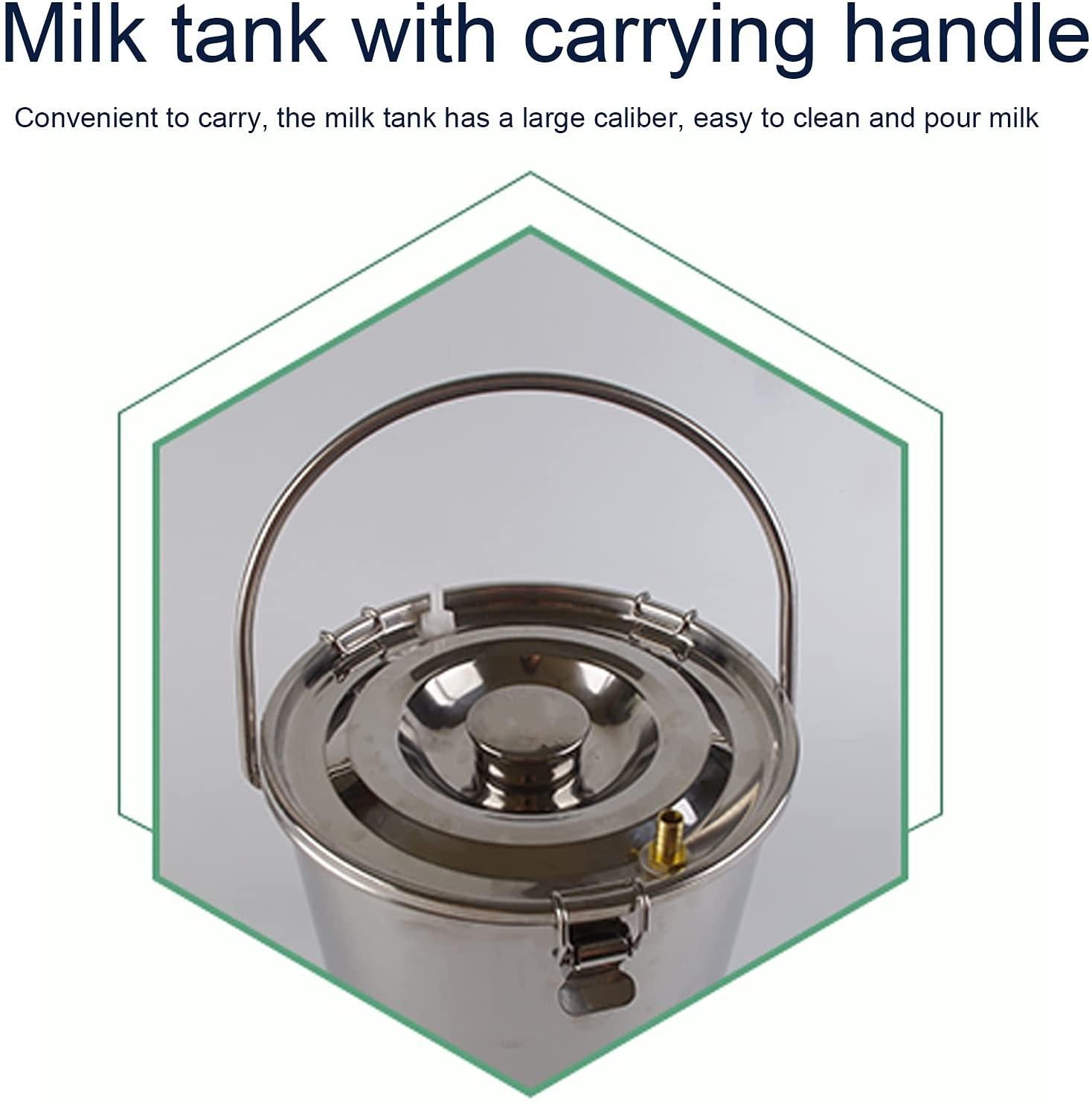 milking machine for goats sheep, plug-in or rechargeable direct suction milking machine, milking supplies w/stainless steel bucket, 5l,7l,9l