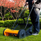 Manual Reel Lawn Mower with Grass Catcher, 16-Inch Cutting Width | 16-inch cutting width for efficient yard care, manual push mower with 7.9-gallon grass collection bag for quiet, clean mowing