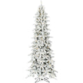 7.5 ft. Pre-Lit Flocked Slim Mountain Pine Artificial Christmas Tree with Warm White LED Lights