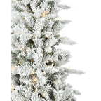 7.5 ft. Pre-Lit Flocked Slim Mountain Pine Artificial Christmas Tree with Warm White LED Lights
