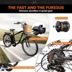 250W  6-Speed Gear Electric Bicycle with 36V10Ah Lithium Battery