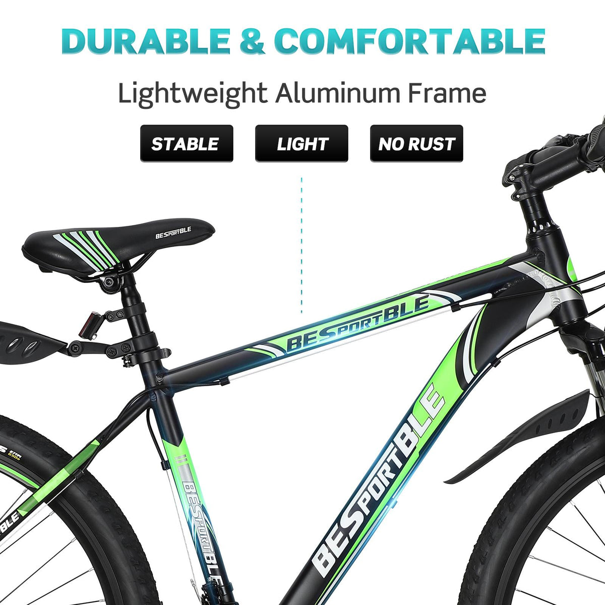 27.5 In. Wheels Mountain Bike, 21-Speeds Aluminum Frame Suspension Fork Mountain Bicycle with Derailleur System Mechanical Disc Brakes for Adult or Youth
