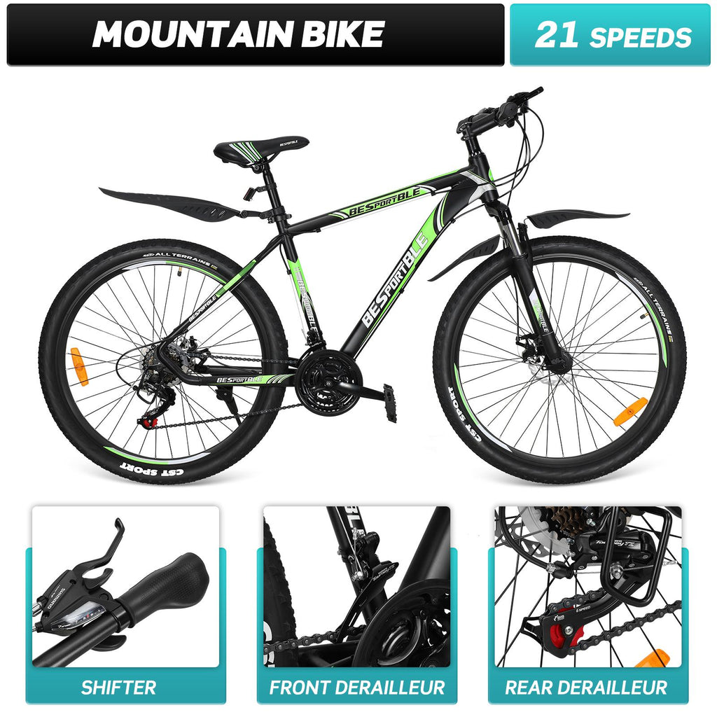 27.5-inch Wheel Mountain Bike Cycling Bicycle 21 Speeds with Aluminum Frame &amp; Suspension Fork Green