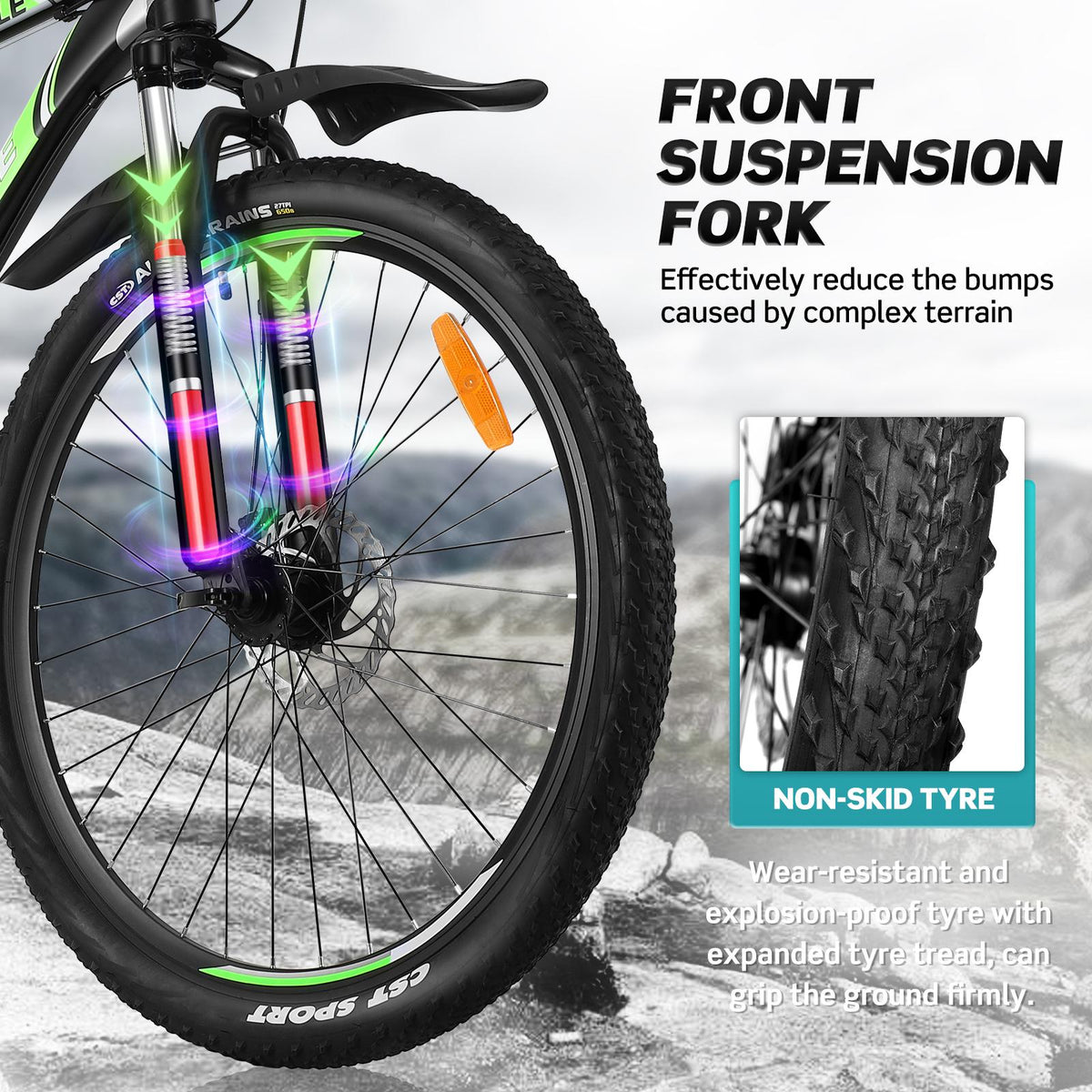 TINKSKY 21 Speeds Mountain Bike with Aluminum Frame Suspension Fork Mountain Bicycle Awesome Speed and  Mountain Biking