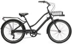 reezero EVRYjourney Deluxe Men's 7-Speed Sport Hybrid Cruiser Bike w/Integrated Cable Lock, Basket, Light, 26" Bicycle, Matte Black with Black Seat and Black Grips