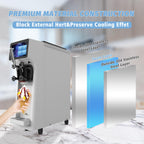 Commercial Ice Cream Maker Machine 1000W 2.7 to 4 Gal/H Single Flavor Soft Serve Ice Cream Machine Pre-cooling Auto Clean LCD Touch Screen Soft Serve Maker for Snack Bar Restaurants