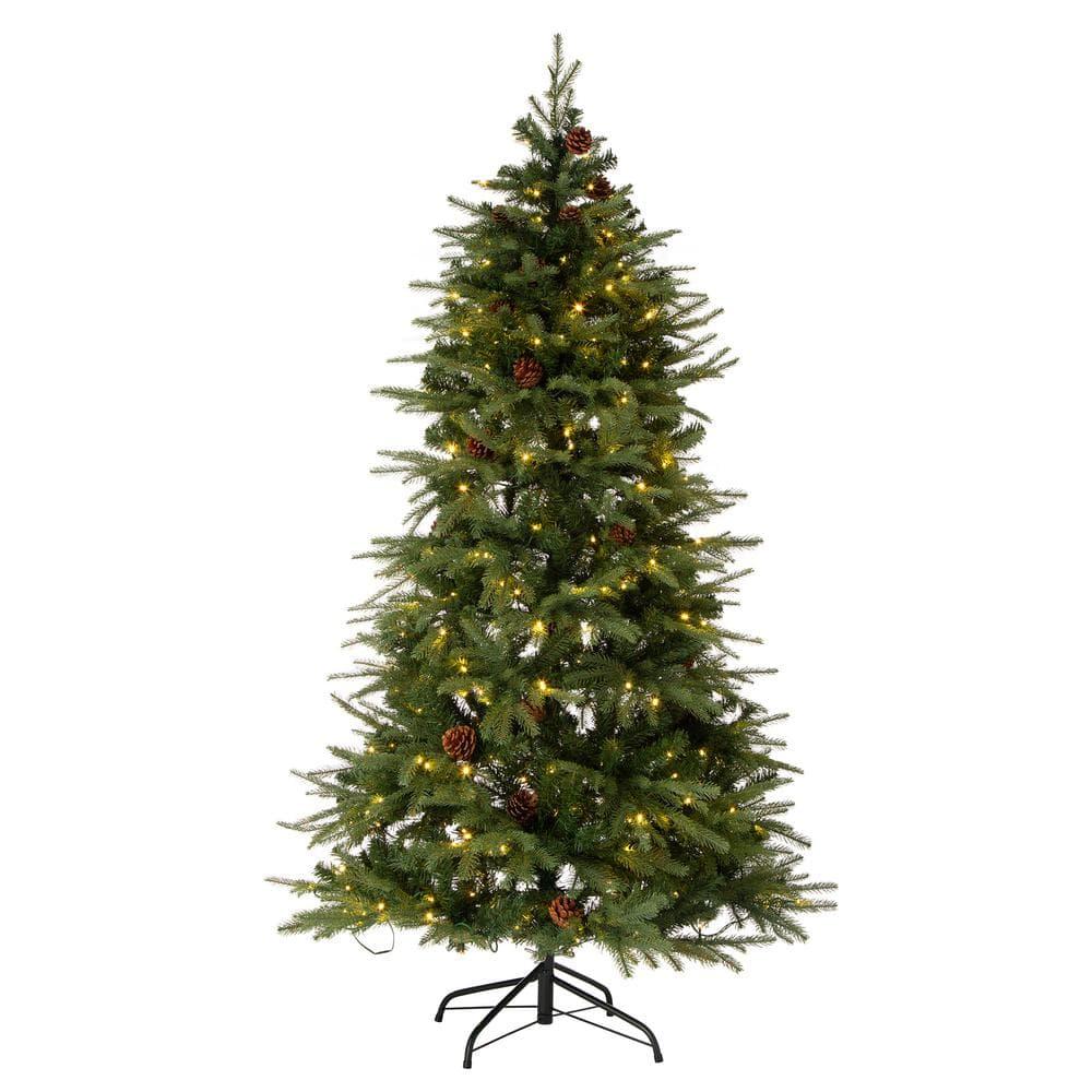 6 ft. Pre-Lit Green Fir Artificial Christmas Tree with 350 LED Lights 9 Functional Multi-color Remote controller